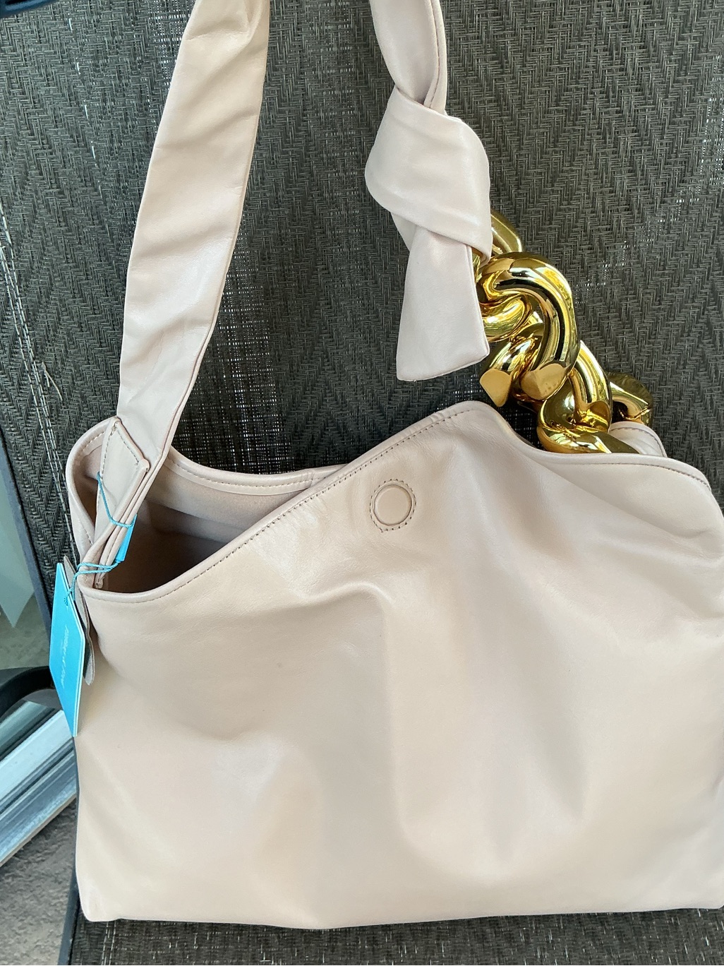 Tiffany & Fred Paris Blush Leather Golden Chain Hobo Shoulder Bag — image 4 of 8